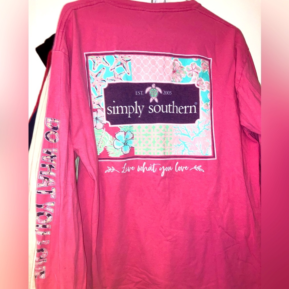 Pink Simply Southern Longsleeve Turtle T-shirt Live What You Love Ladies Sz LG